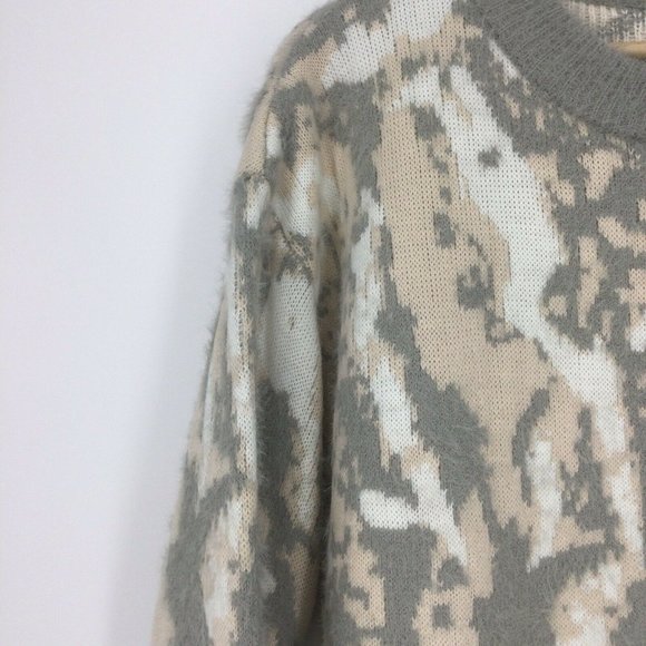 FRNCH Pink Grey Camo Print Oversized Crew Neck Sweater Size Small/Medium - Picture 5 of 7